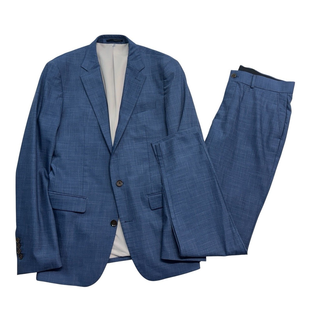 Modern Bespoke 40R 33x32 Blue 2pc Pant Suit Athletic Fit Stretch Performance